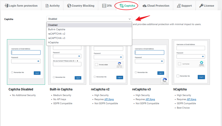 Login Lockdown Captcha