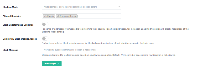Login Lockdown - Country Blocking Mode