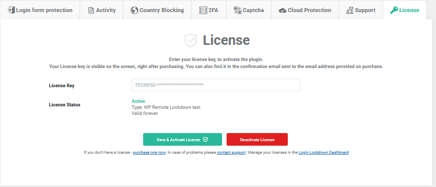 Login Lockdown License