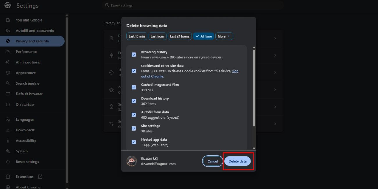 Clear Browser Cache and Cookies