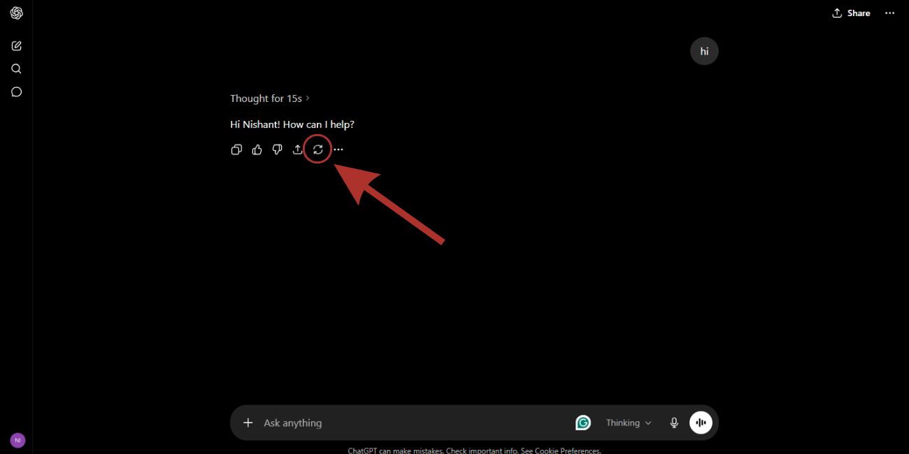 Retry the ChatGPT Same Message Once