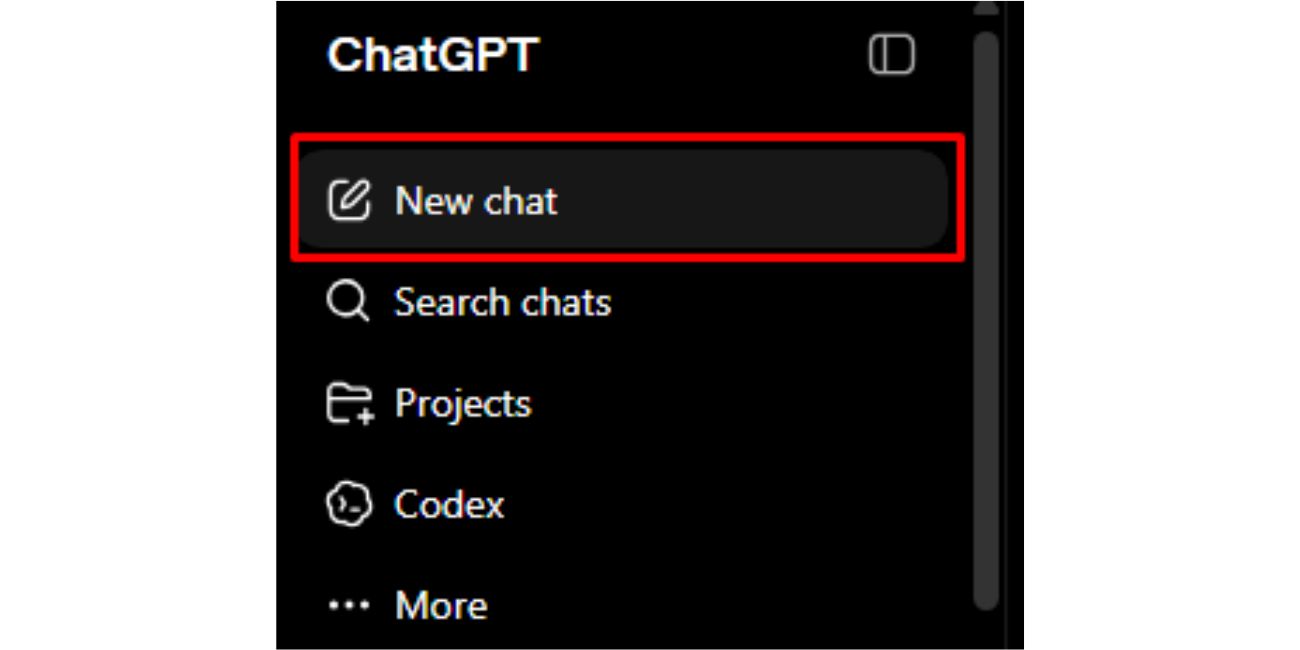 Screenshot of ChatGPT showing Start a New Chat Option